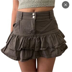 Women's Ruffled Mini Skirt in Gray